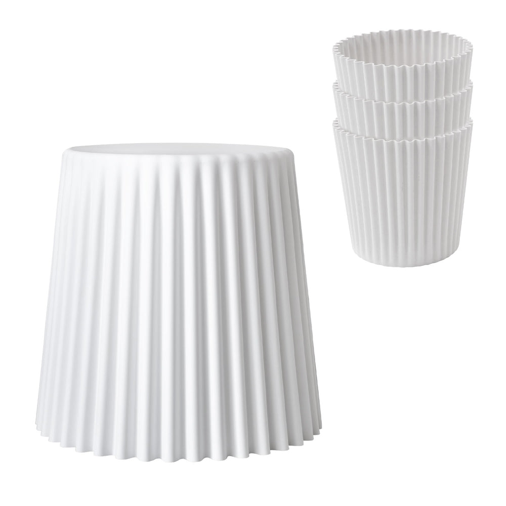 Cupcake Design Stackable Plastic Stools 43.5cm White (Set of 4)