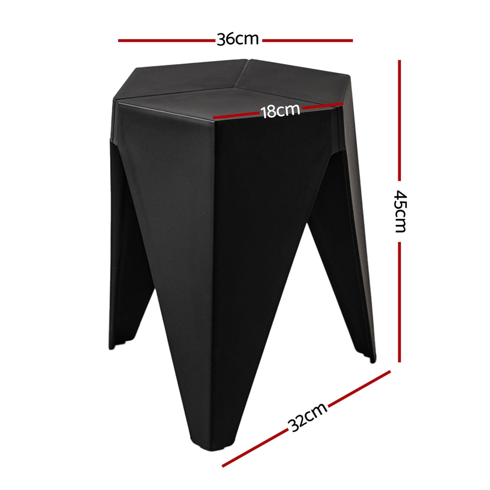 Puzzle Design Stackable Plastic Stools 45cm Black (Set of 4)