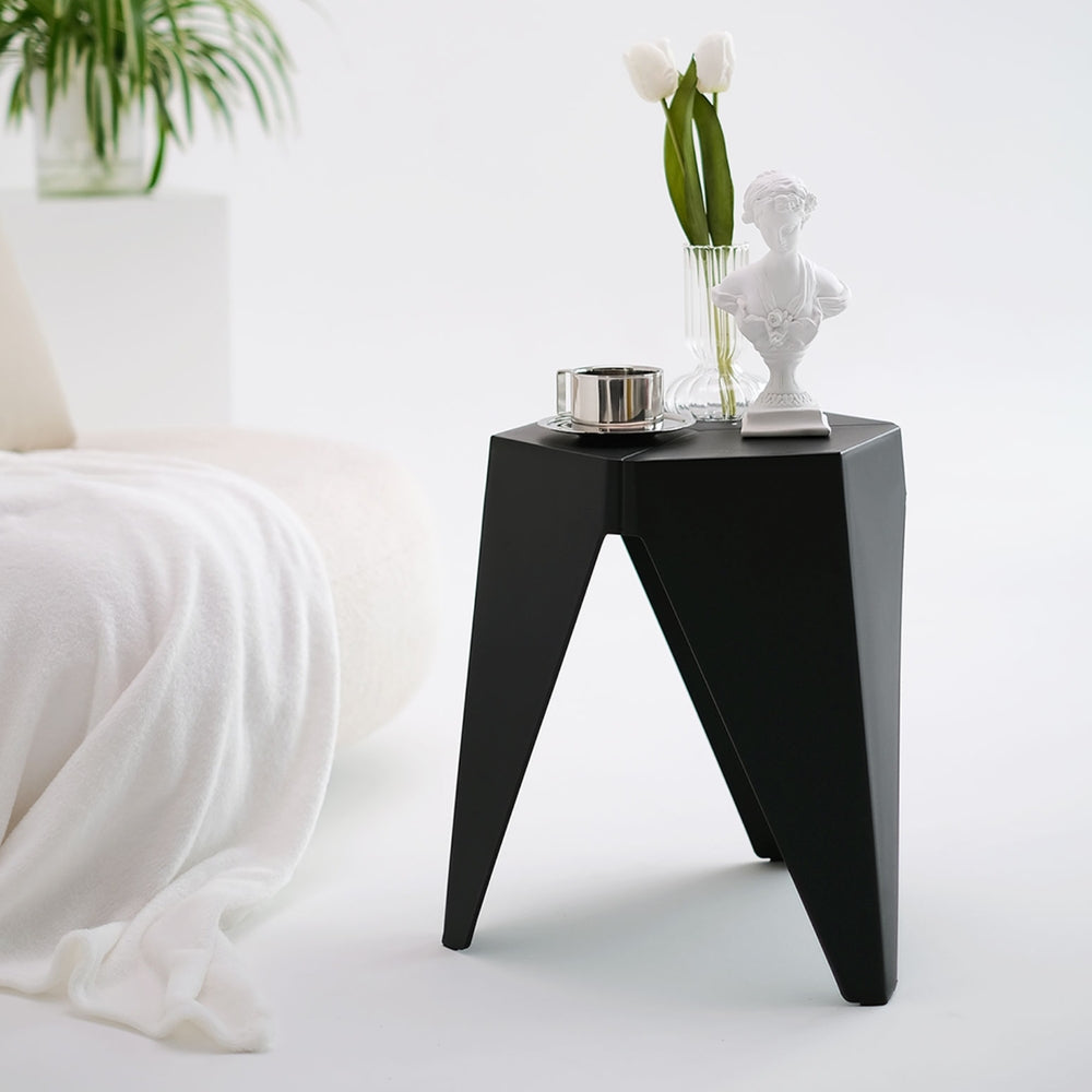 Puzzle Design Stackable Plastic Stools 45cm Black (Set of 4)