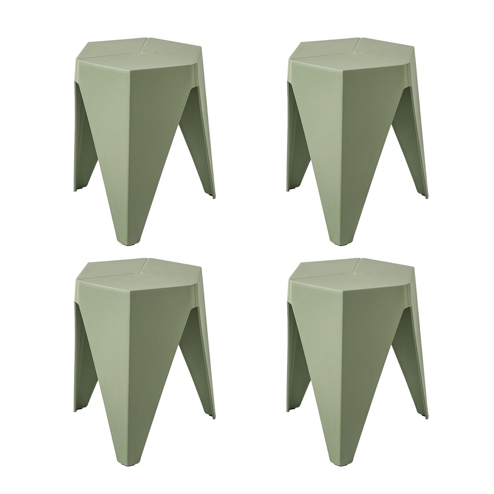 Puzzle Design Stackable Plastic Stools 45cm Green (Set of 4)
