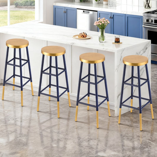 Archer Metal Bar Stool – Navy & Gold 76cm (Set of 4)