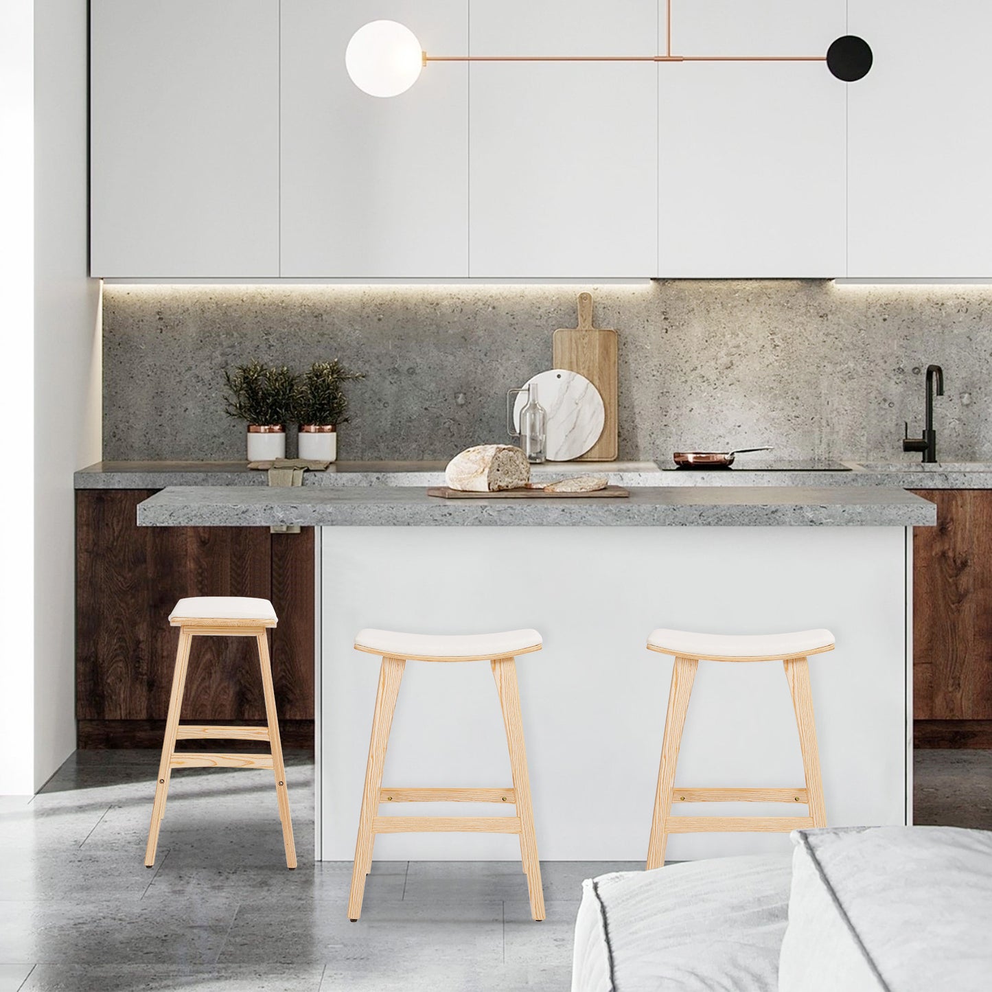 Modern kitchen with a island and stools