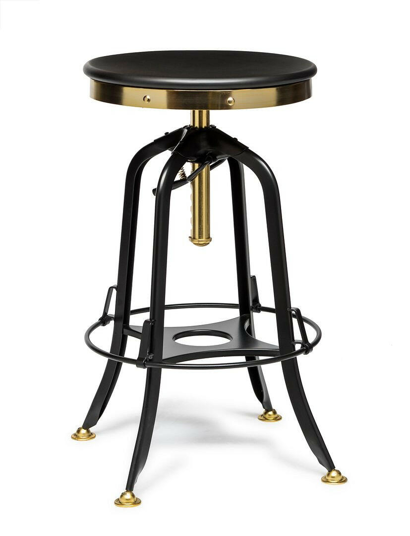 Industrial Adjustable Swivel Bar Stool – Gold & Black (63–74cm)