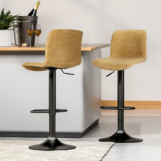 Amy Vintage Leather Adjustable Bar Stool Brown (Set of 2) - Barstool Express