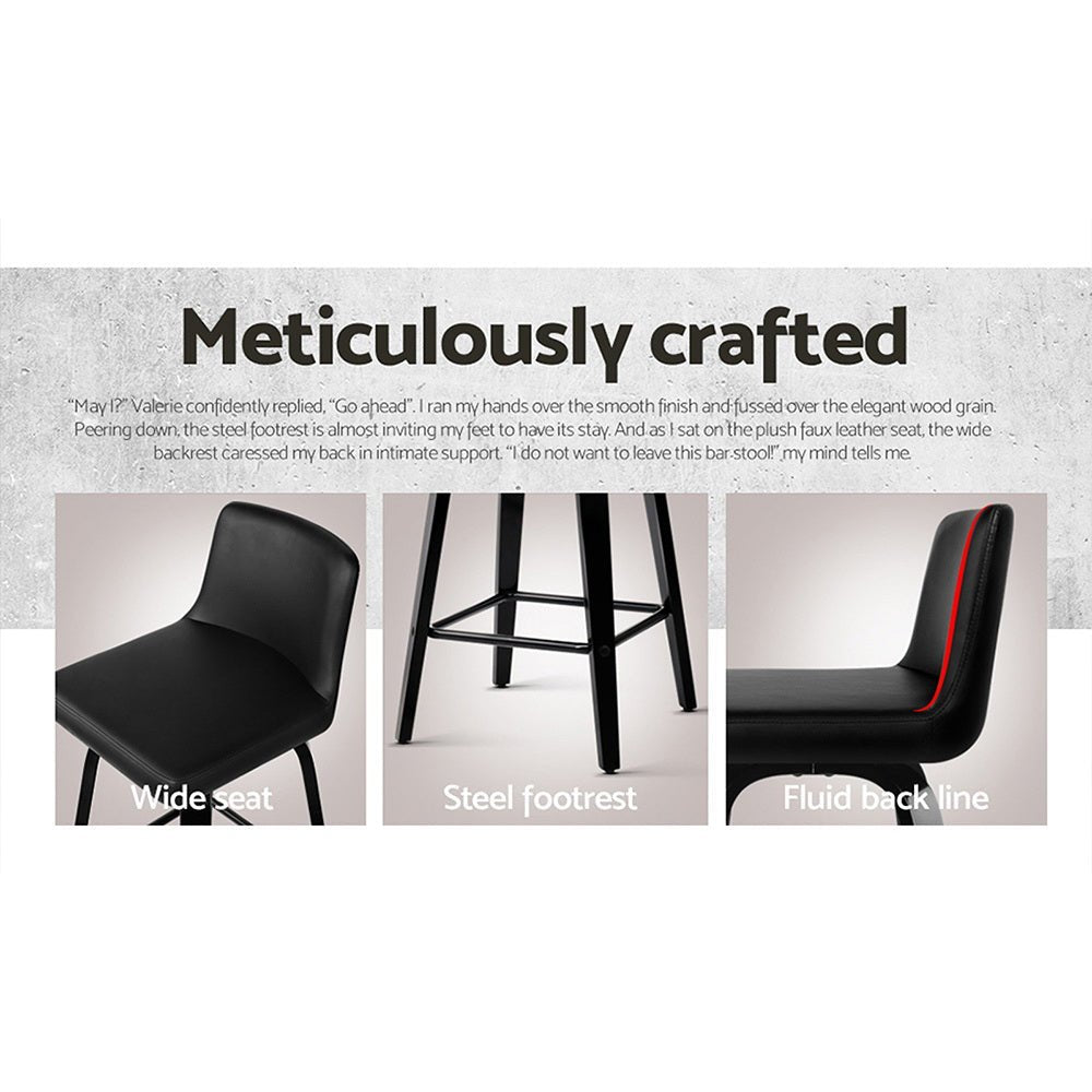 Axel Leather Padded Swivel Bar Stools 66cm Black (Set of 2) - Barstool Express
