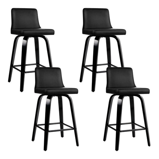 Axel Leather Padded Swivel Bar Stools 66cm Black (Set of 4) - Barstool Express