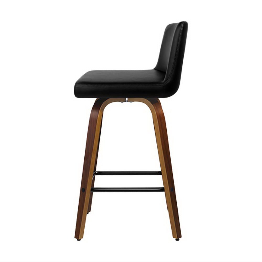 Axel Leather Padded Swivel Bar Stools 66cm Walnut & Black (Set of 4) - Barstool Express