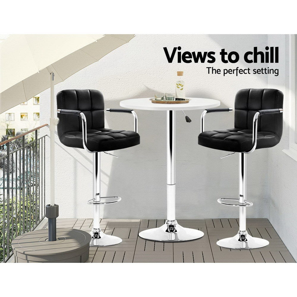 Bar Table Adjustable Round Dining & Kitchen Chrome & White - Barstool Express