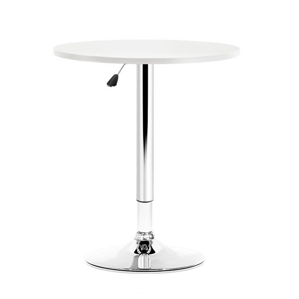 Bar Table Adjustable Round Dining & Kitchen Chrome & White - Barstool Express