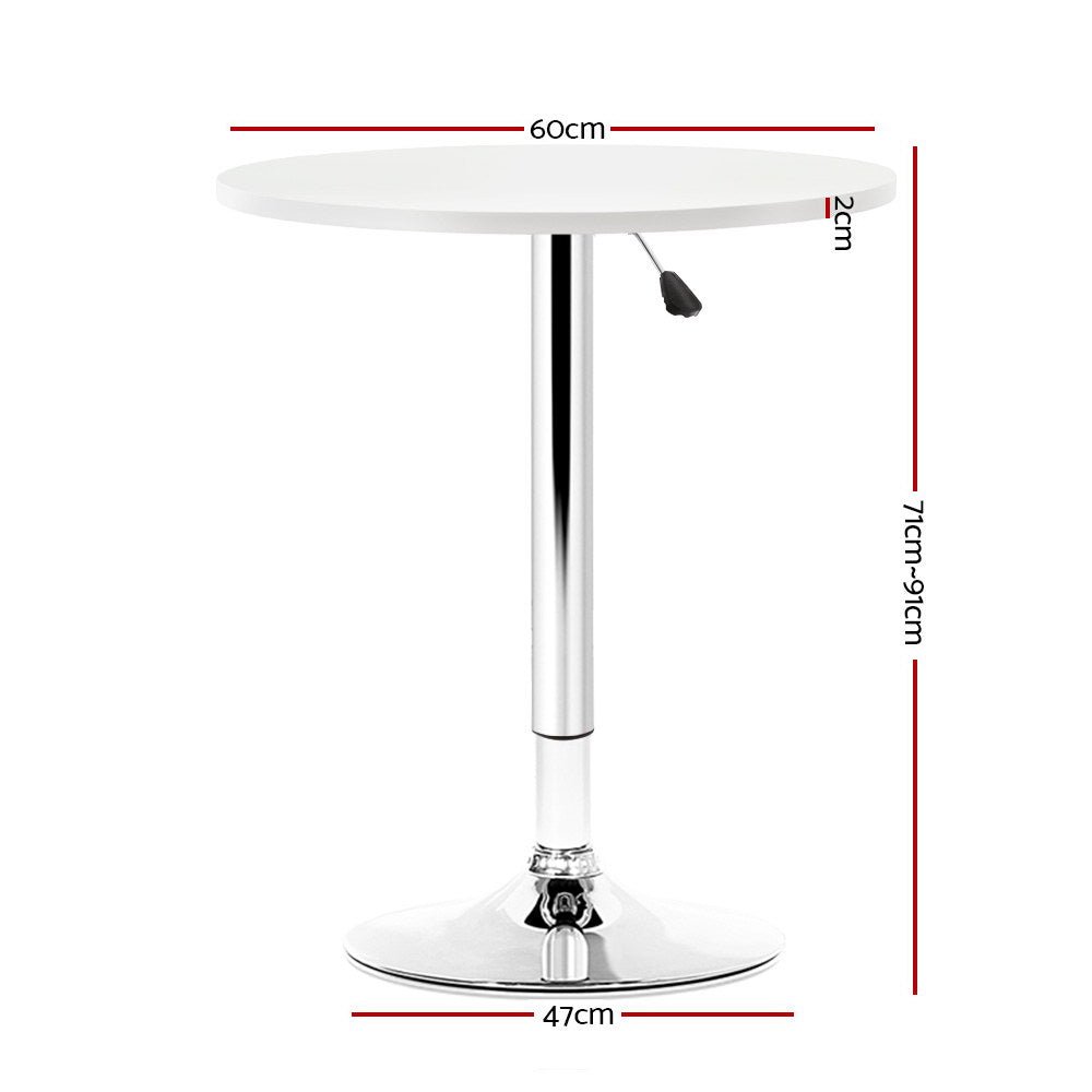 Bar Table Adjustable Round Dining & Kitchen Chrome & White - Barstool Express