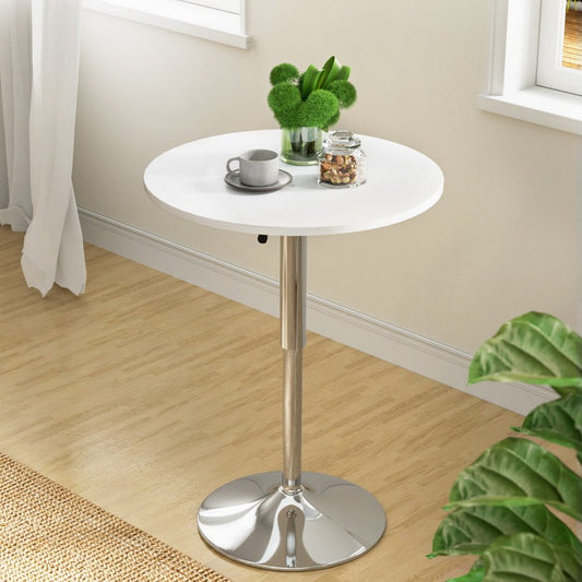 Bar Table Adjustable Round Dining & Kitchen Chrome & White - Barstool Express