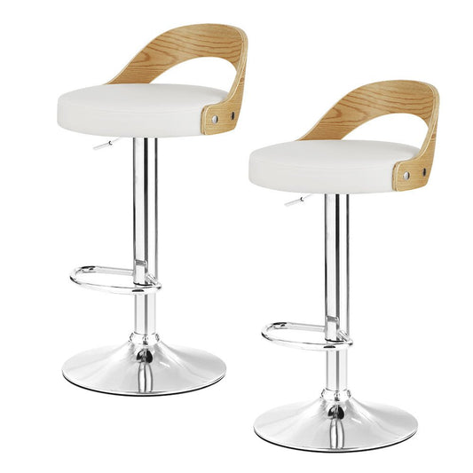 Bella Leather Timber Adjustable Bar Stools White (Set of 2) - Barstool Express