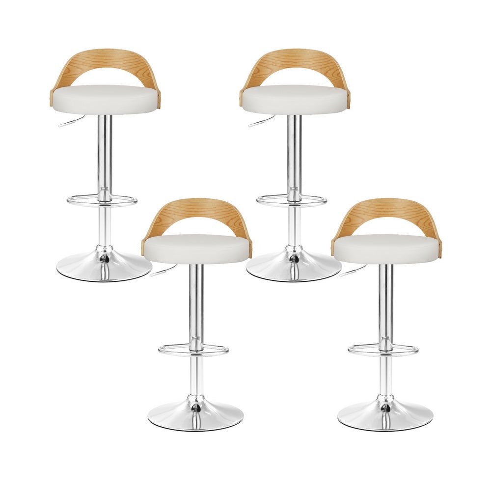 Bella Leather Timber Adjustable Bar Stools White (Set of 4) - Barstool Express