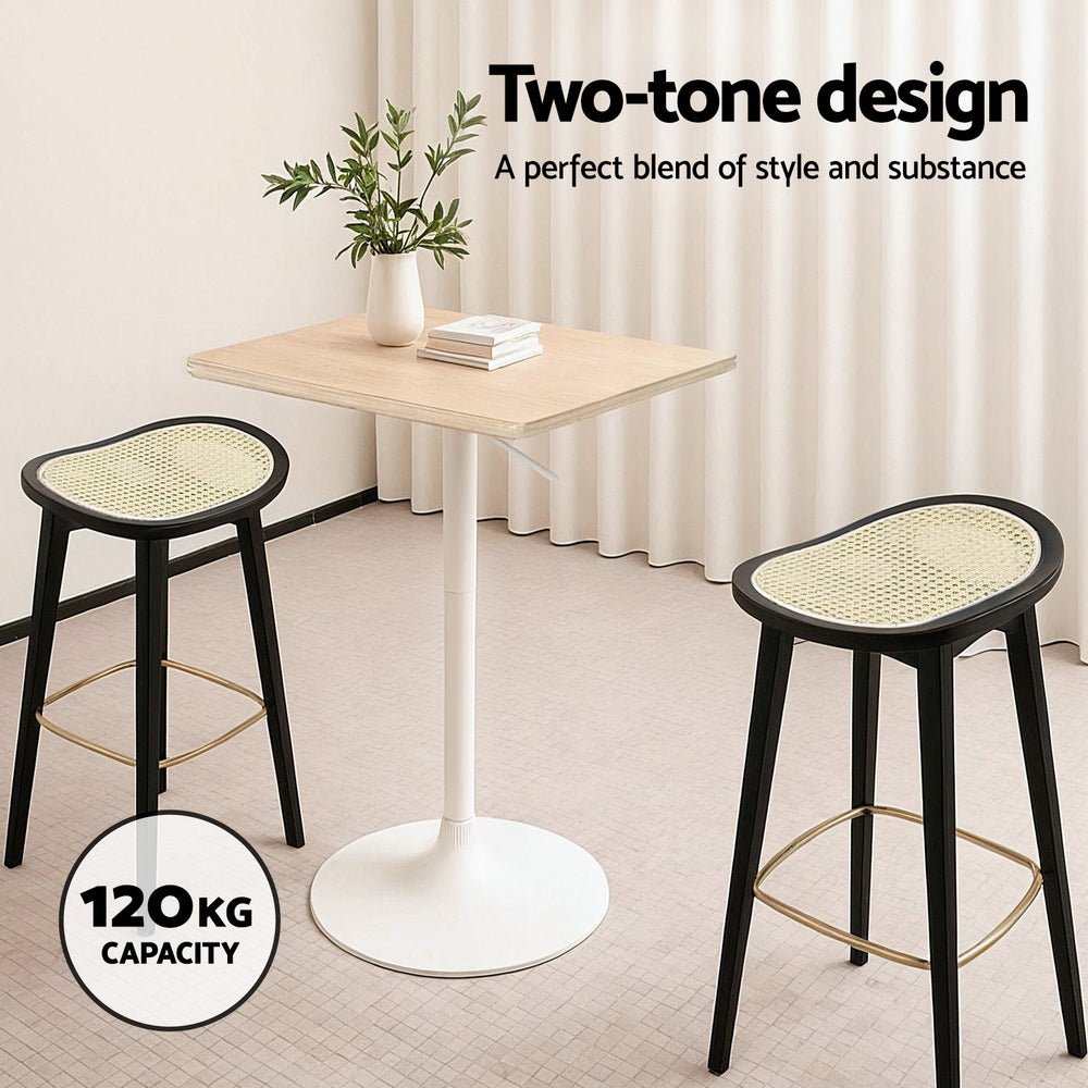 Cane Rattan Counter Kitchen Dinning Chair Bamboo Saddle Black (Set of 4) - Barstool Express