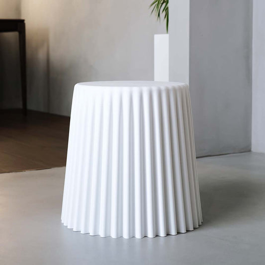 White modern stackable stools - durable plastic side table and seat.