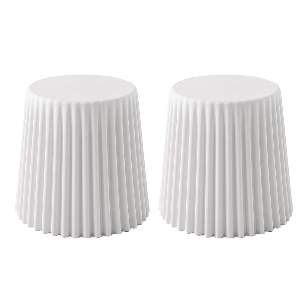 Cupcake design stackable plastic stools in white - set of 2, 43cm