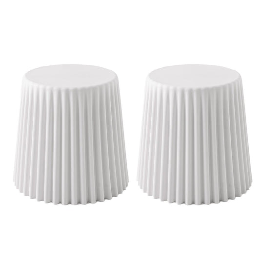 Cupcake design stackable plastic stools in white - set of 2, 43cm