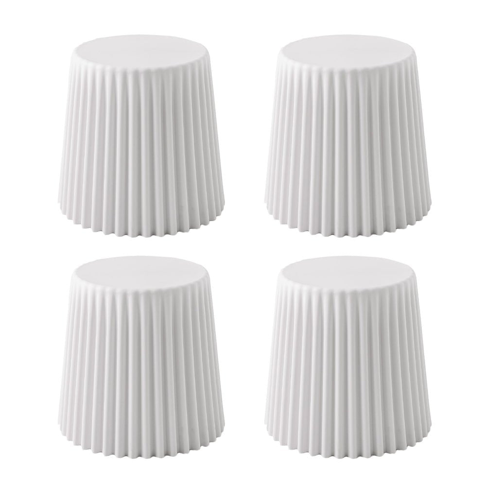 Cupcake design stackable plastic stools in white - set of 4, 43cm