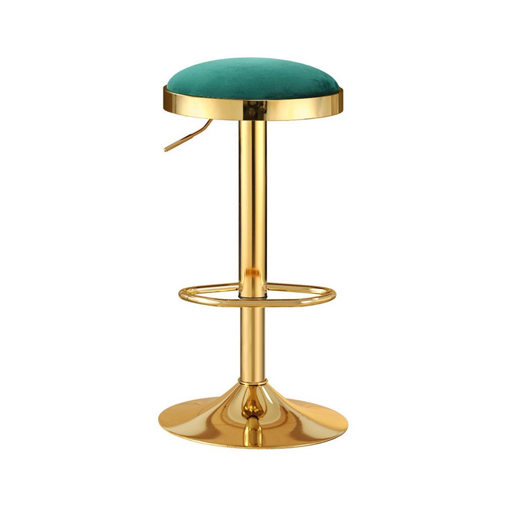 Emerald Velvet Adjustable Bar Stools Gold & Green (Set of 2) - Barstool Express