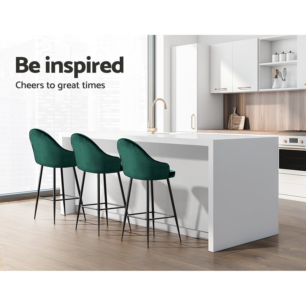 Emily Velvet Swivel Bar Stools 72cm Green (Set of 2) - Barstool Express