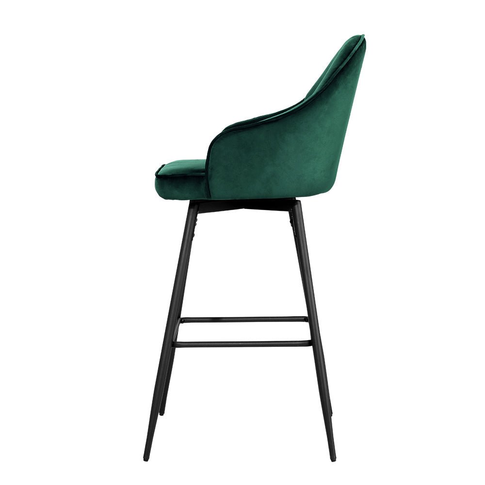 Emily Velvet Swivel Bar Stools 72cm Green (Set of 2) - Barstool Express