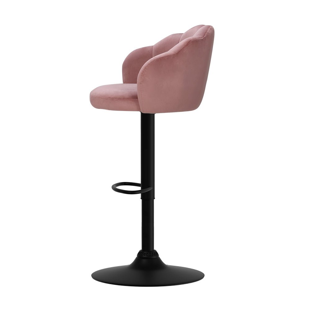 Emma Velvet Clamshell Adjustable Bar Stools Pink (Set of 2) - Barstool Express