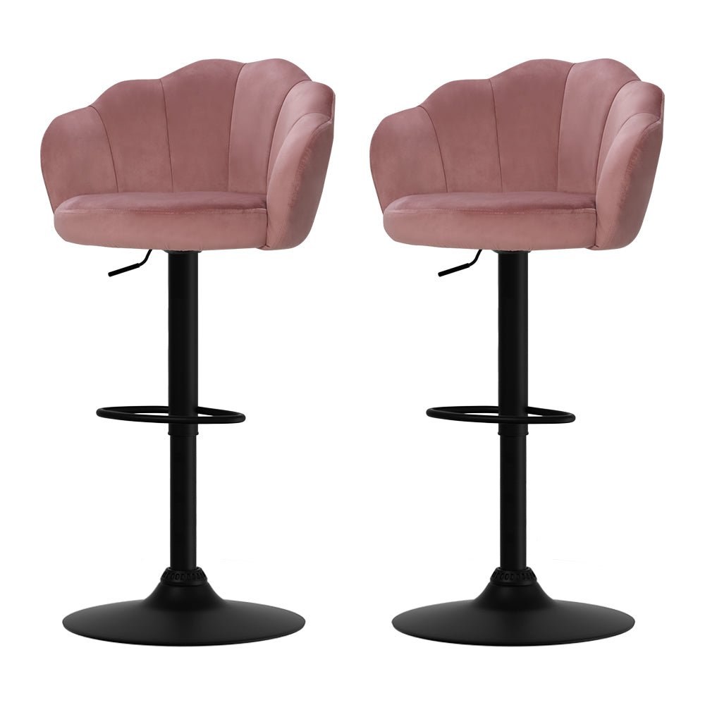 Emma Velvet Clamshell Adjustable Bar Stools Pink (Set of 2) - Barstool Express
