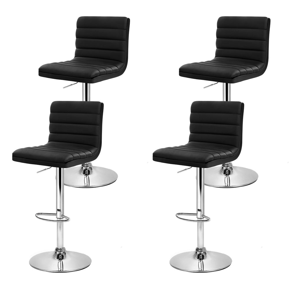 Ezra Leather Padded Adjustable Bar Stools Black (Set of 4) - Barstool Express