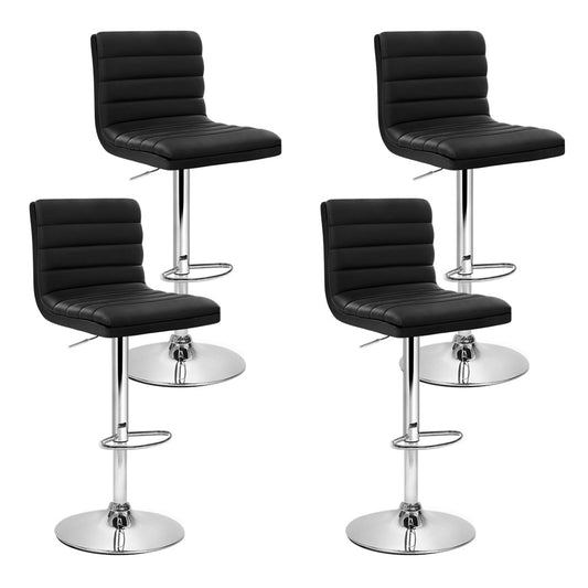 Ezra Leather Padded Adjustable Bar Stools Black (Set of 4) - Barstool Express