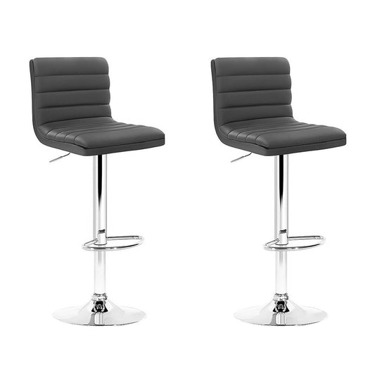Ezra Leather Padded Adjustable Bar Stools Grey (Set of 2) - Barstool Express