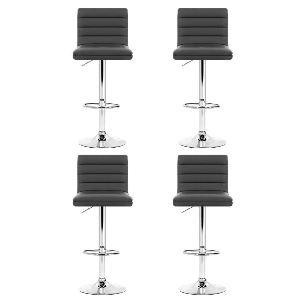 Ezra Leather Padded Adjustable Bar Stools Grey (Set of 4) - Barstool Express