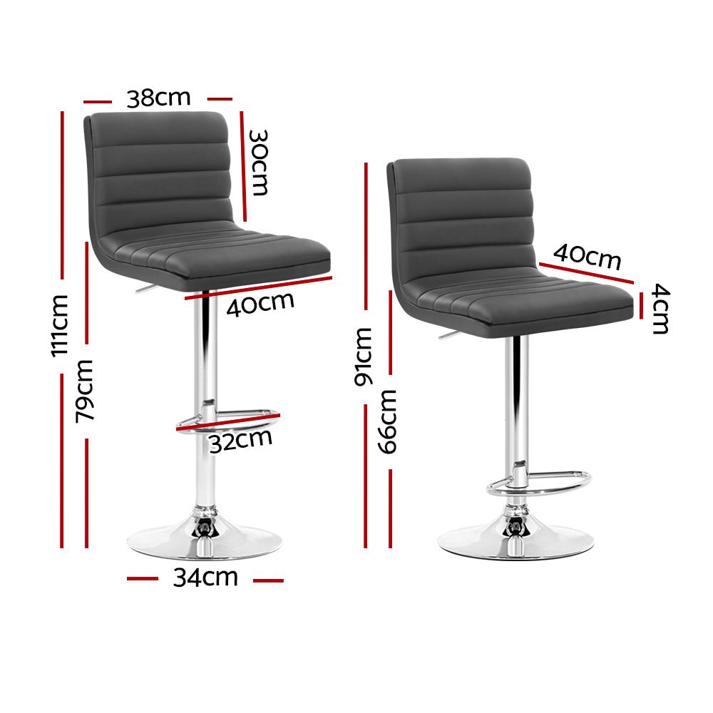 Ezra Leather Padded Adjustable Bar Stools Grey (Set of 4) - Barstool Express