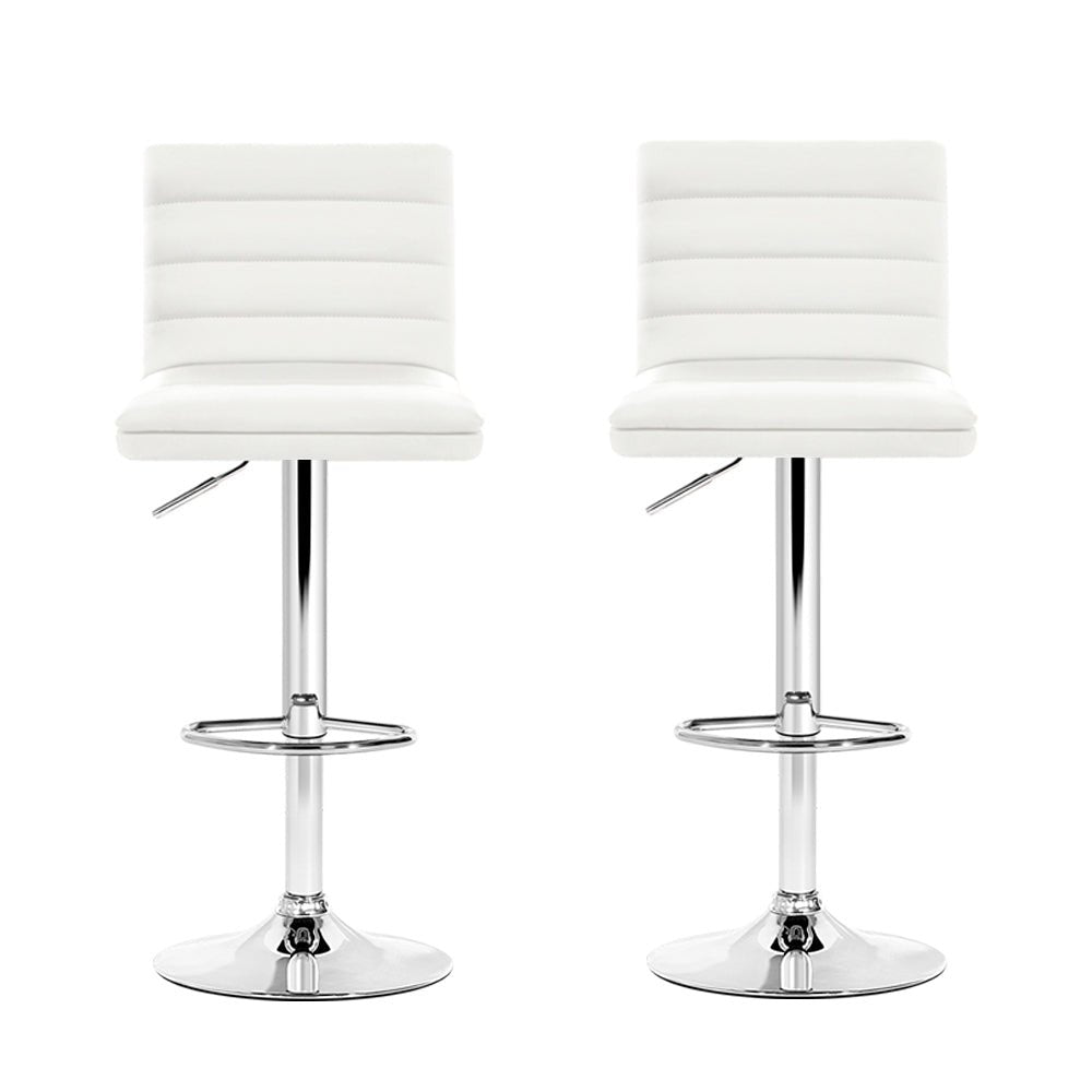 Ezra Leather Padded Adjustable Bar Stools White (Set of 2) - Barstool Express