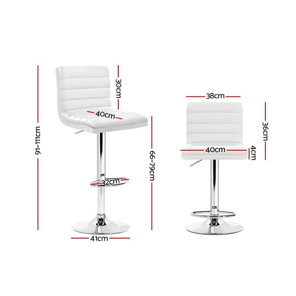 Ezra Leather Padded Adjustable Bar Stools White (Set of 2) - Barstool Express