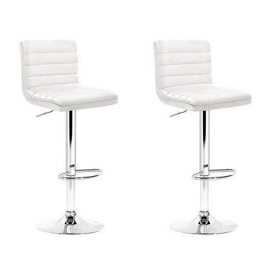 Ezra Leather Padded Adjustable Bar Stools White (Set of 2) - Barstool Express