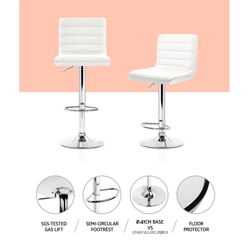 Ezra Leather Padded Adjustable Bar Stools White (set of 4) - Barstool Express