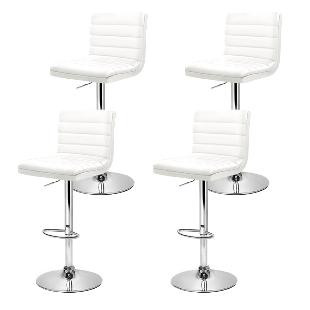 Ezra Leather Padded Adjustable Bar Stools White (set of 4) - Barstool Express