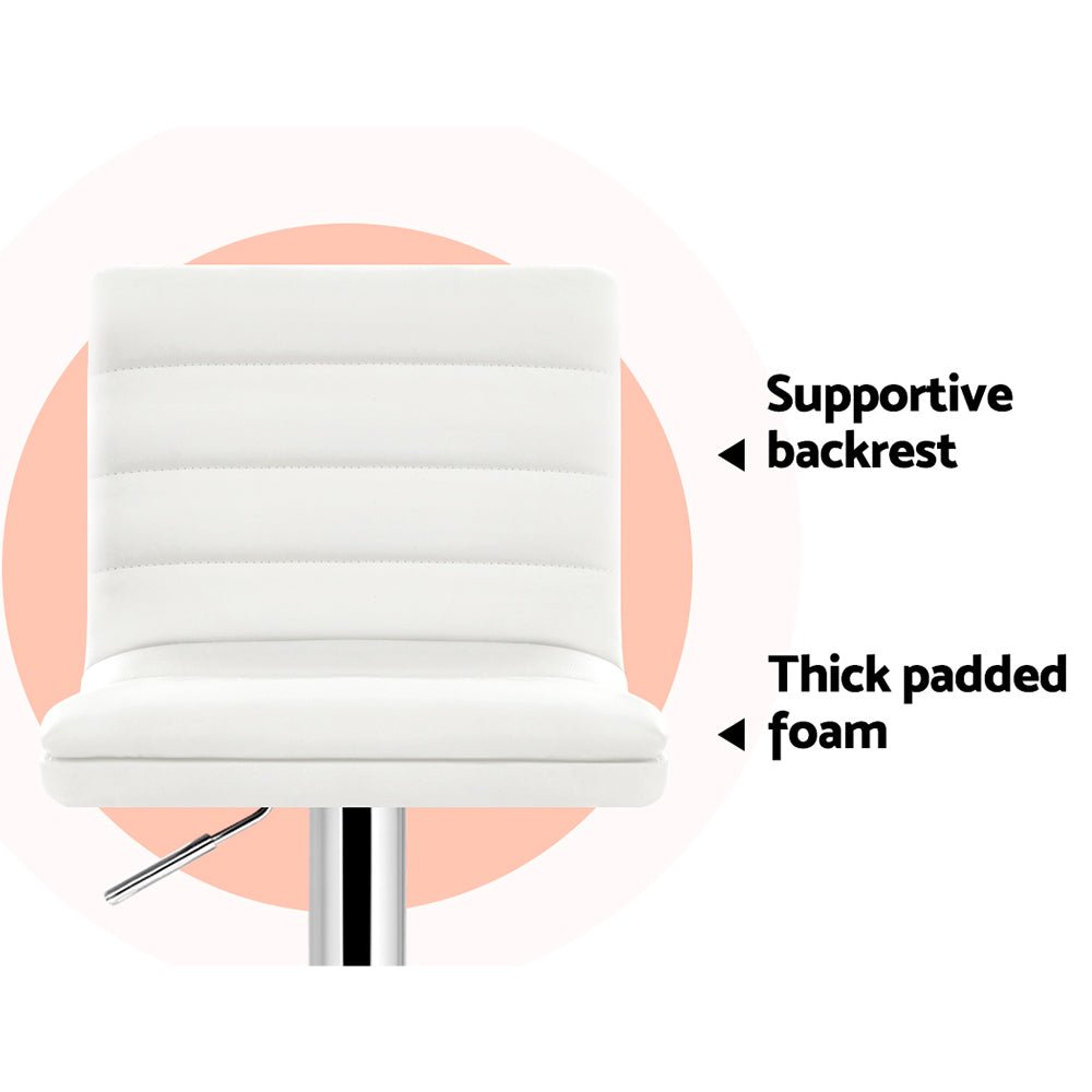Ezra Leather Padded Adjustable Bar Stools White (set of 4) - Barstool Express