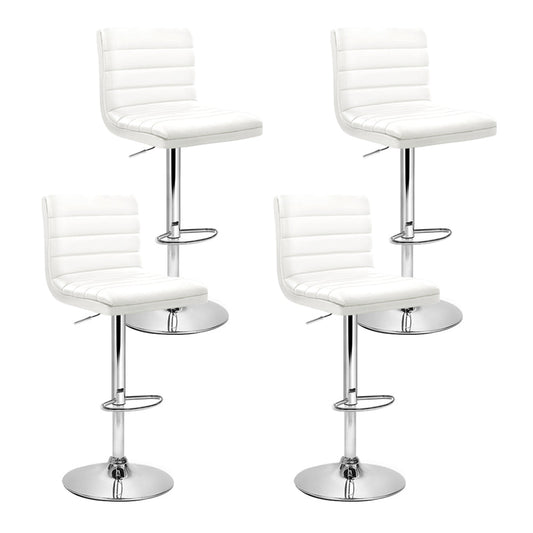 Ezra Leather Padded Adjustable Bar Stools White (set of 4) - Barstool Express