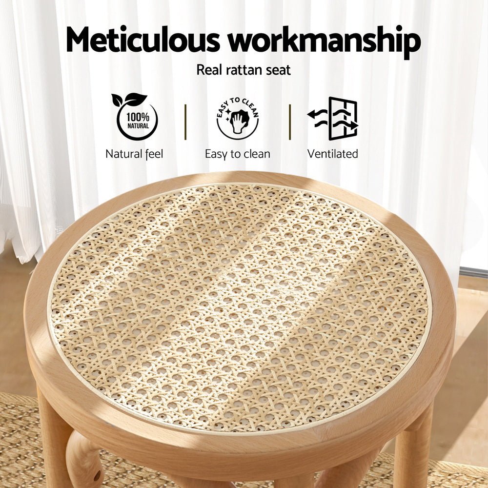 Hamptons Rattan Beechwood Bar Stools 65cm Natural (Set of 4) - Barstool Express