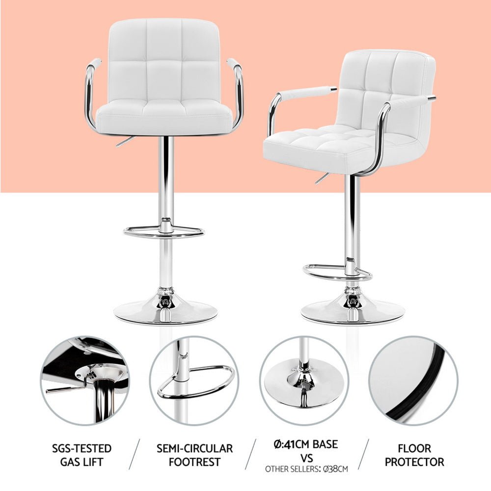Indi Adjustable Bar Dining Table and Stools Set White (3 Piece) - Barstool Express