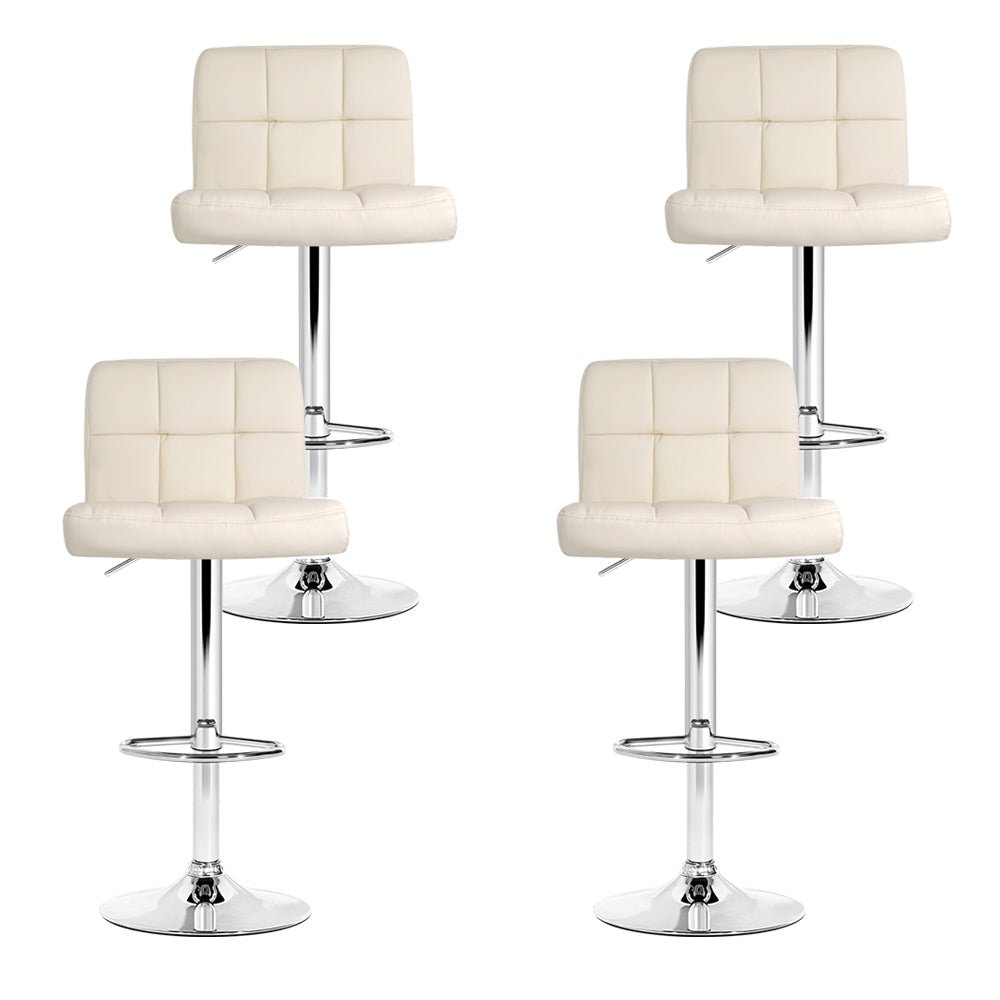Indi Leather Padded Adjustable Bar Stools Beige (Set of 4) - Barstool Express