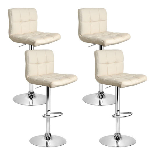 Indi Leather Padded Adjustable Bar Stools Beige (Set of 4) - Barstool Express