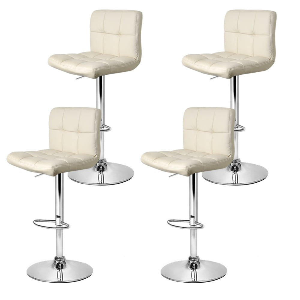 Indi Leather Padded Adjustable Bar Stools Beige (Set of 4) - Barstool Express