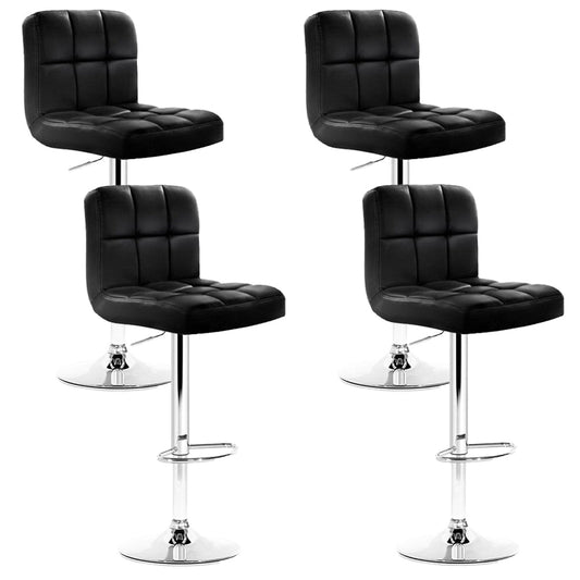 Indi Leather Padded Adjustable Bar Stools Black (Set of 4) - Barstool Express
