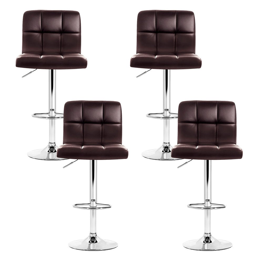 Indi Leather Padded Adjustable Bar Stools Brown (Set of 4) - Barstool Express