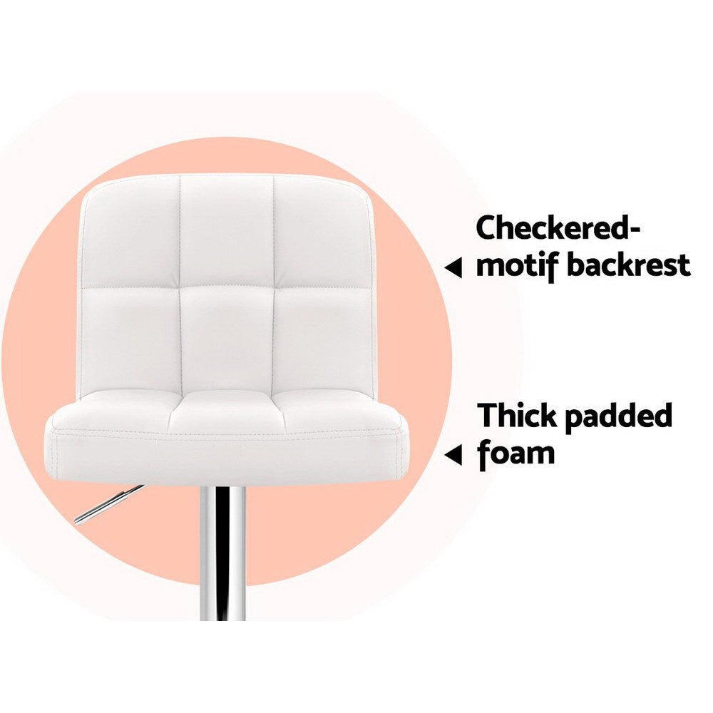 Indi Leather Padded Adjustable Bar Stools White (Set of 2) - Barstool Express