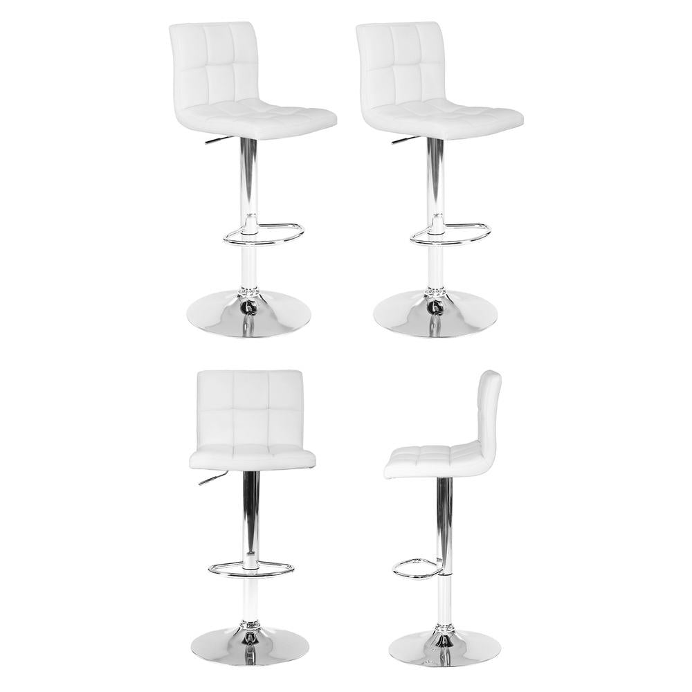 Indi Leather Padded Adjustable Bar Stools White (Set of 4) - Barstool Express