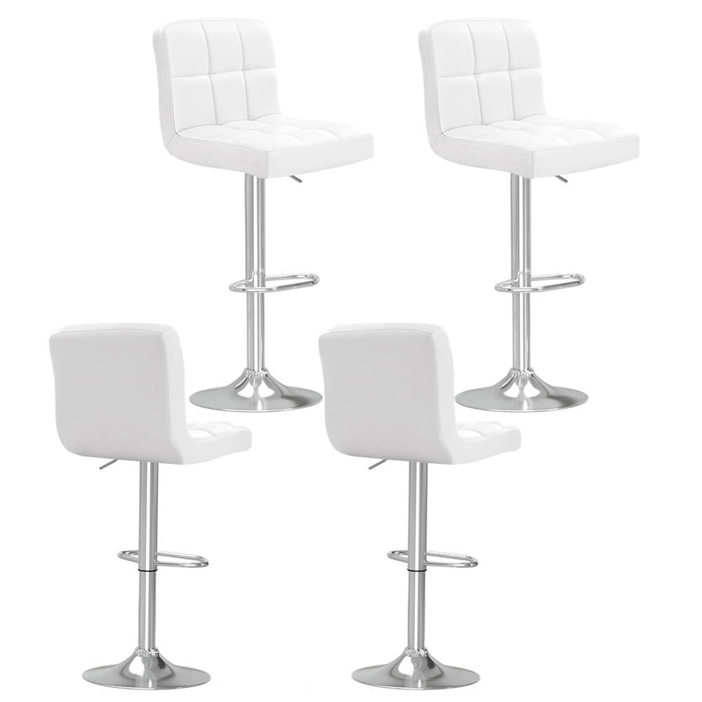 Indi Leather Padded Adjustable Bar Stools White (Set of 4) - Barstool Express