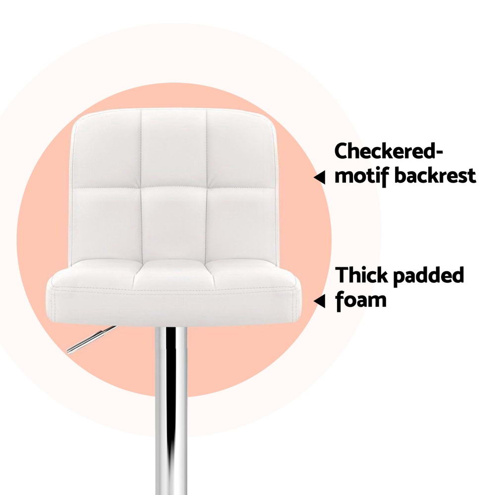 Indi Leather Padded Adjustable Bar Stools White (Set of 4) - Barstool Express